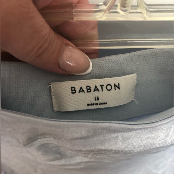 Aritzia Babaton Satin Mini Skirt in Ice Blue, size 16/XL - Picture 3 of 3